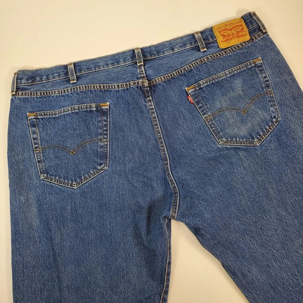 Levi's 501 Mens 48x32 Original‎ Fit 100% Cotton Button Fly Dark Wash Blue Jeans